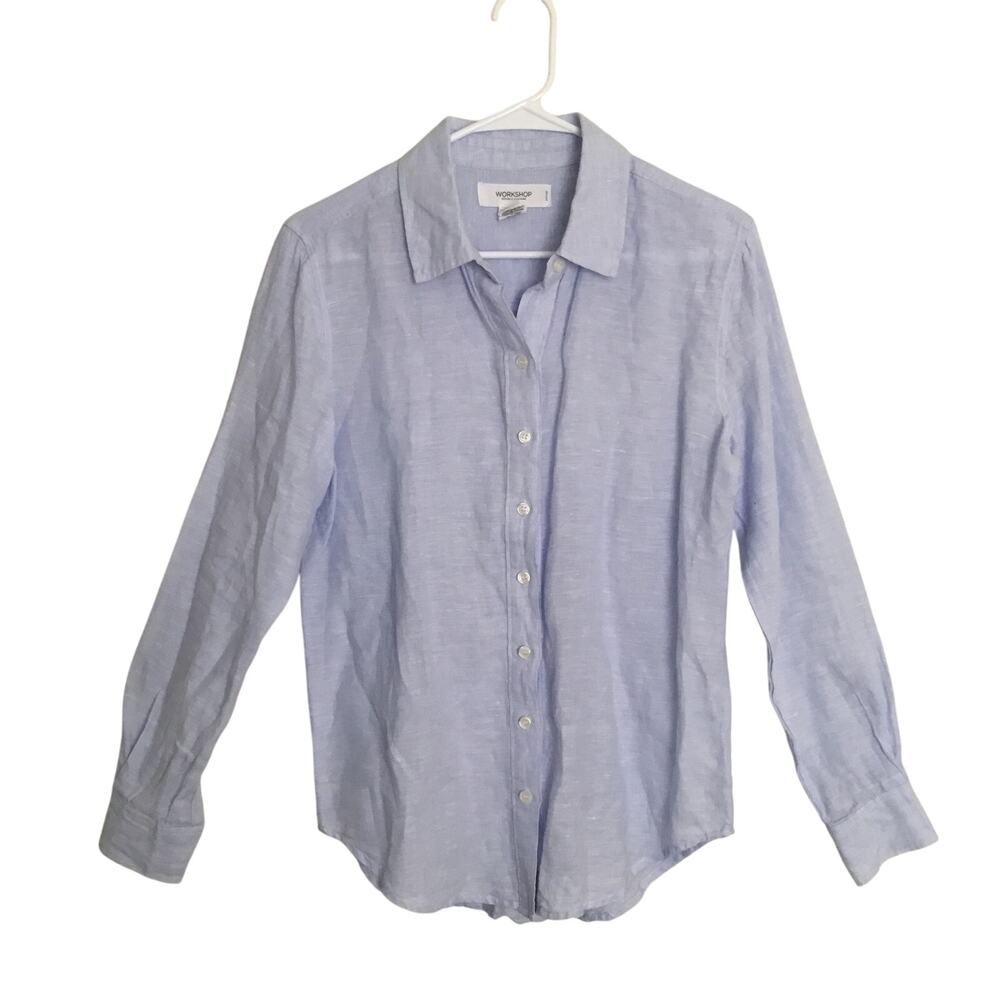 Workshop Republic Clothing Women 100% Linen Button Down Petite M